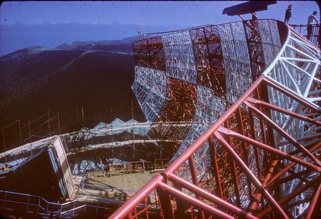 Atop the AN/FPS-24 radar antenna at Mt. Hebo AFS, Oregon