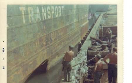 Sunken transport barge