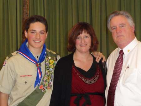 Daughter and grandson at his Eagle Award