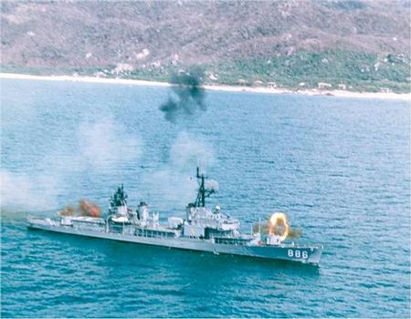 On firing line off the coast of Viet Nam 1966