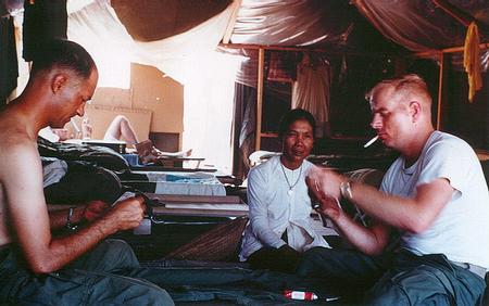 Ralph Bell and Sgt Poulin - HMM-363 - Phu Bai 1968