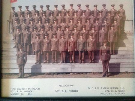 USMC M.C.R.D. Parris Island S.C Platoon 102 3/12/1964