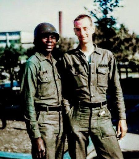 Thurman Thomas and I at Ft Knox. Viet Nam era basic.