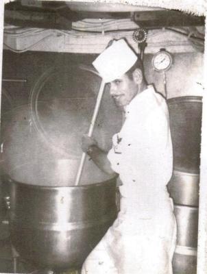 1966 Me in the galley of USS Black (CS3)