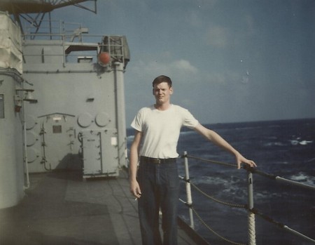SN David Zareczny enjoying a cigarette on deck