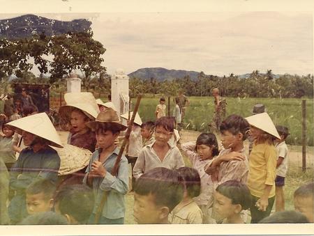 Villagers waiting for free medical care