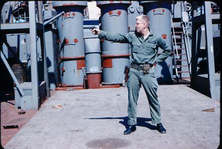 On LST bringing supplies to Younpyung Do Island