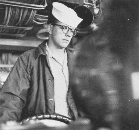 Helmsman on CGC Burton Island