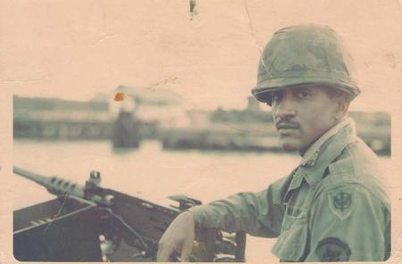Me (James Preston) riding an LCM up the Saigon River