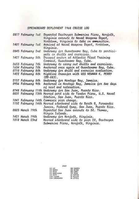 Springboard 1968 Cruise Log