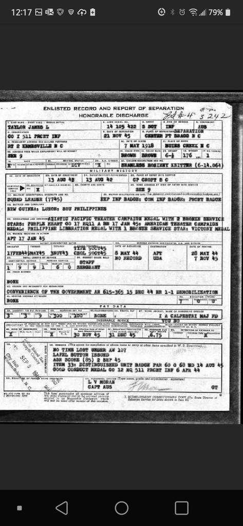 Grandpa James Lee Taylor trueblue Cherokee warrior