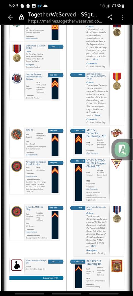 Marine Corp Ssgt Henry Aaron Stone Jr "Hank"